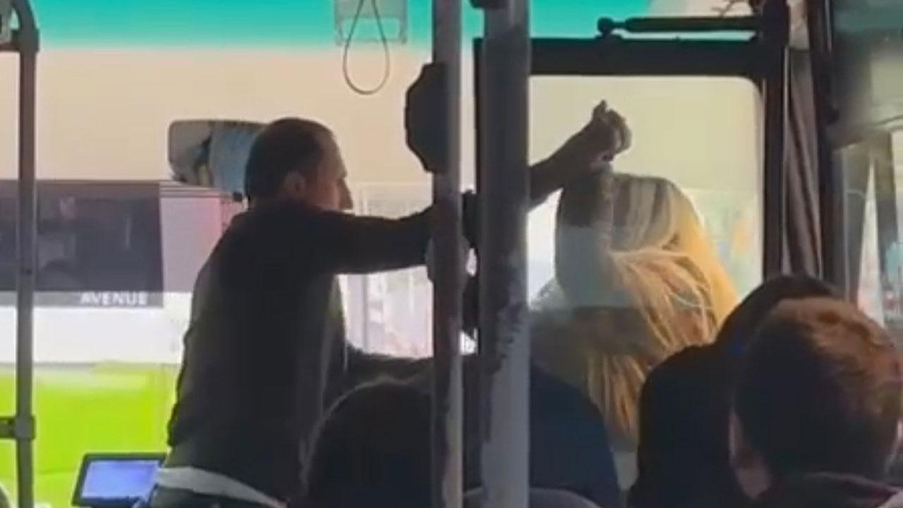 Otobüs şoförü ve kadın yolcu birbirlerine saldırdı