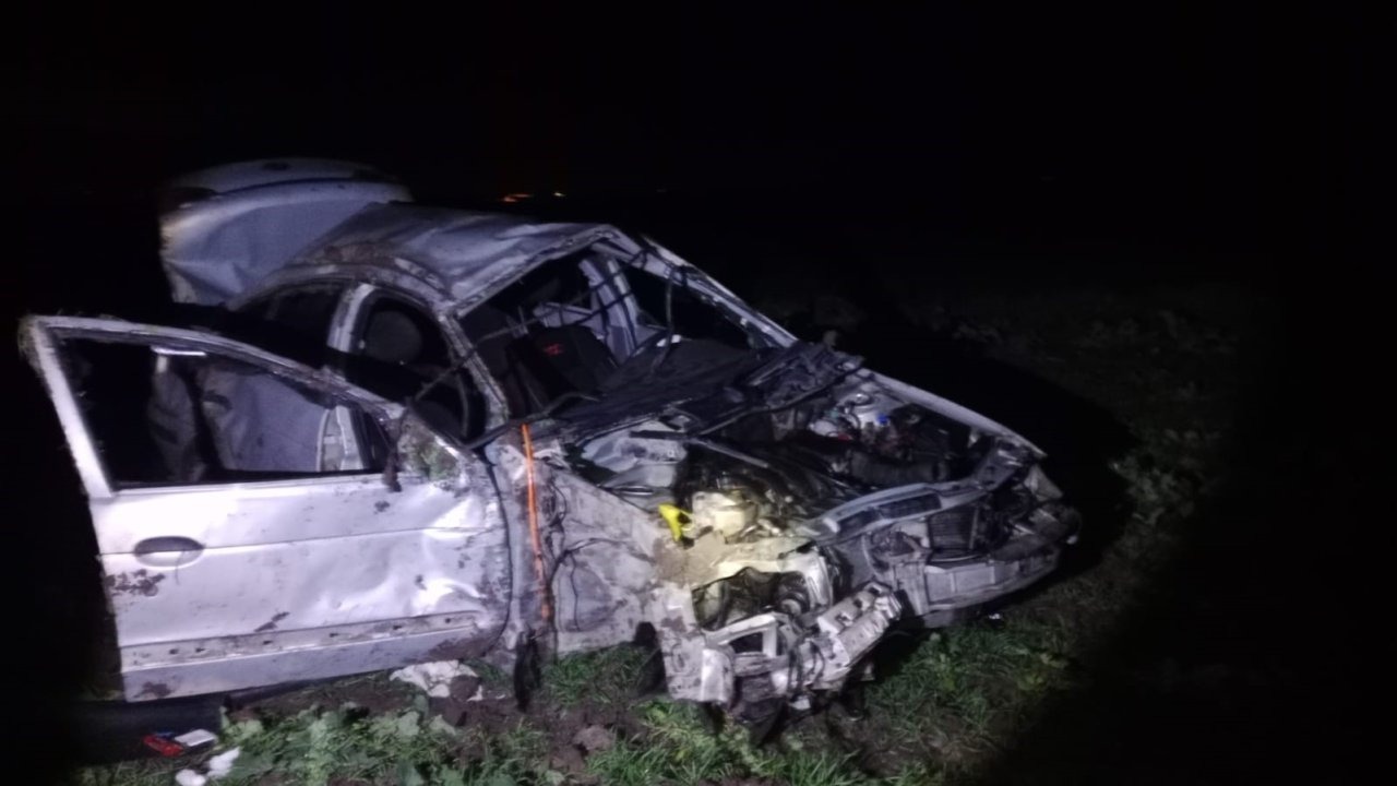 Otomobil domuza çarpıp takla attı: 1 ölü, 1 yaralı