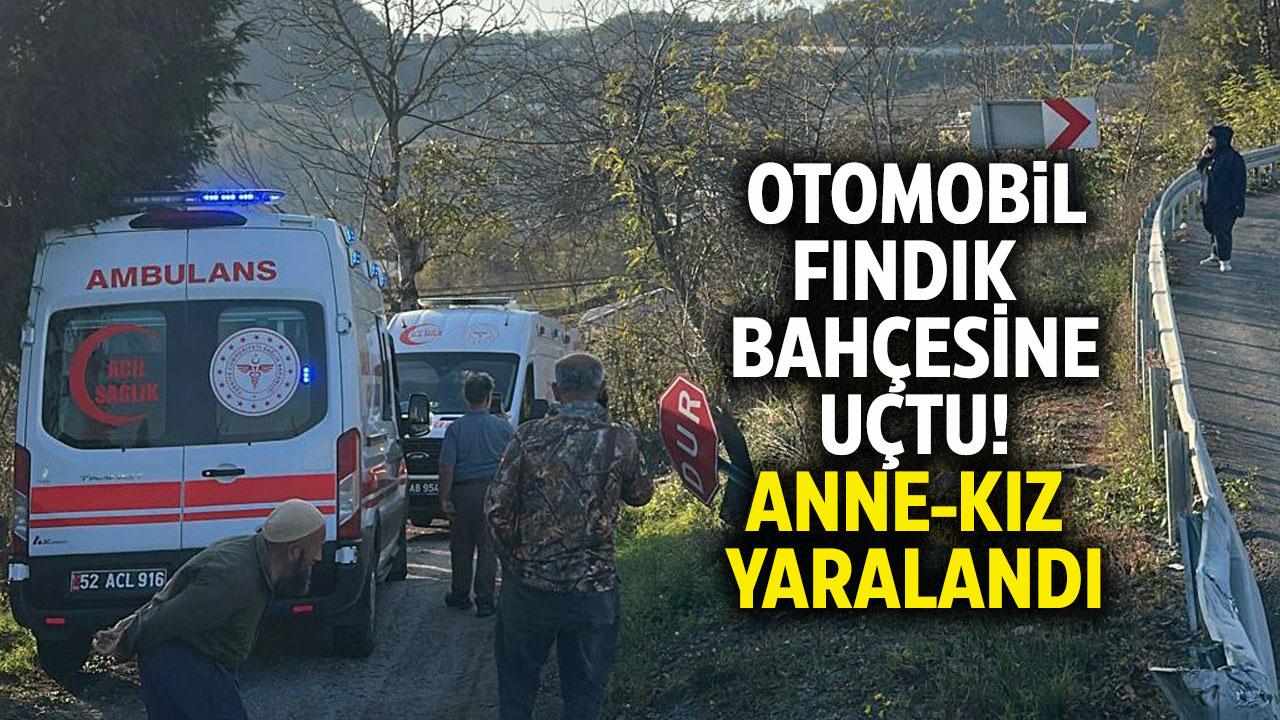 Otomobil fındık bahçesine devrildi! Anne ve kızı yaralandı