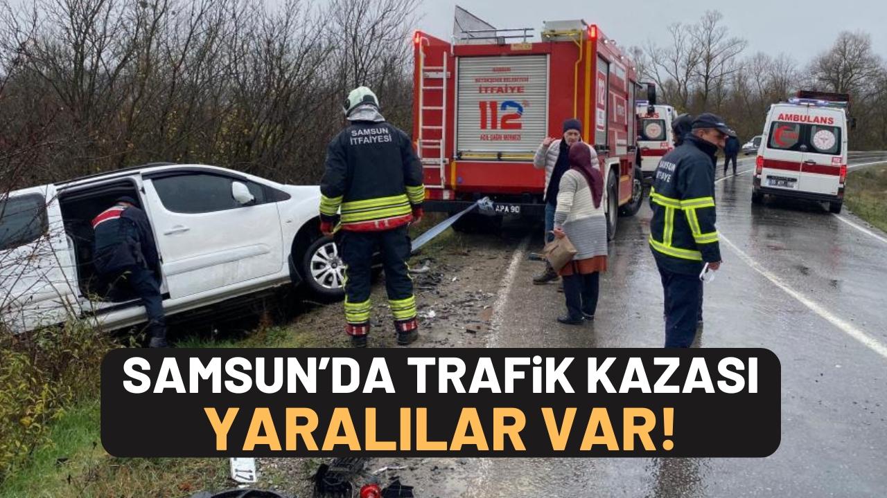 Samsun'da hafif ticari araç kamyona çarptı: 2 yaralı