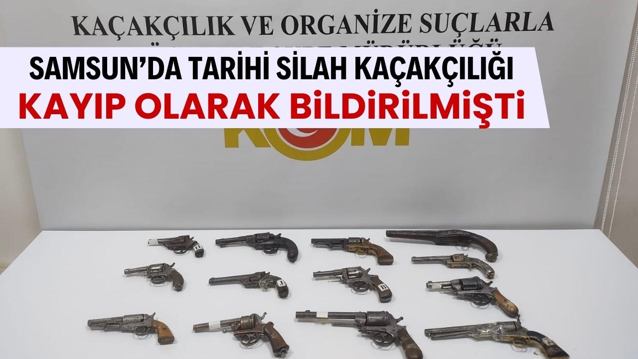Samsun’da ‘kayıp’ bildirilen kültür varlığı tabancalar evlerden çıktı: 13 silah ele geçirildi