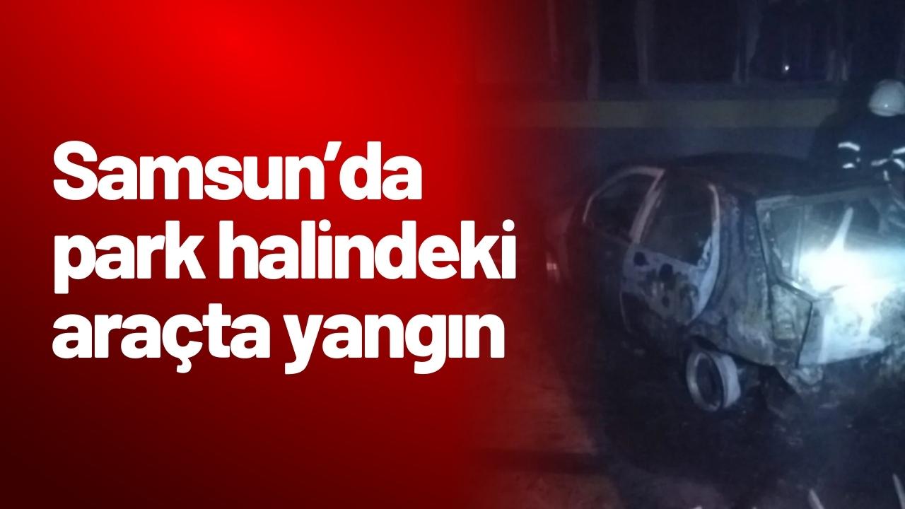 Samsun’da park halindeki araçta yangın