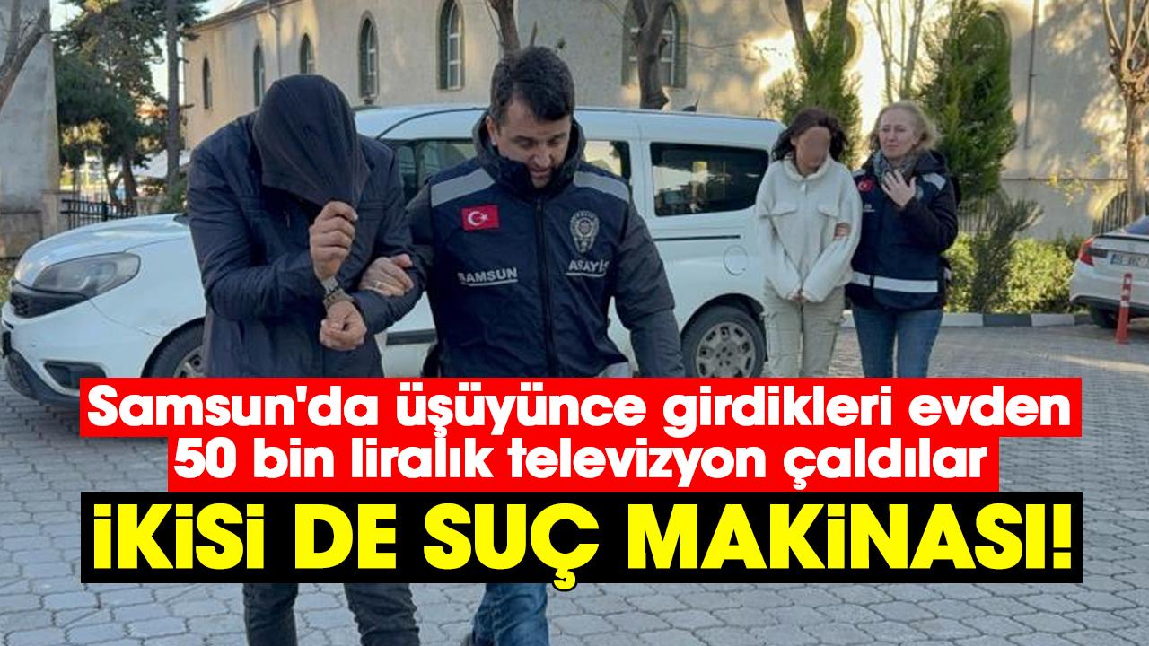 Samsun'da üşüyünce girdikleri evden 50 bin liralık televizyon çaldılar