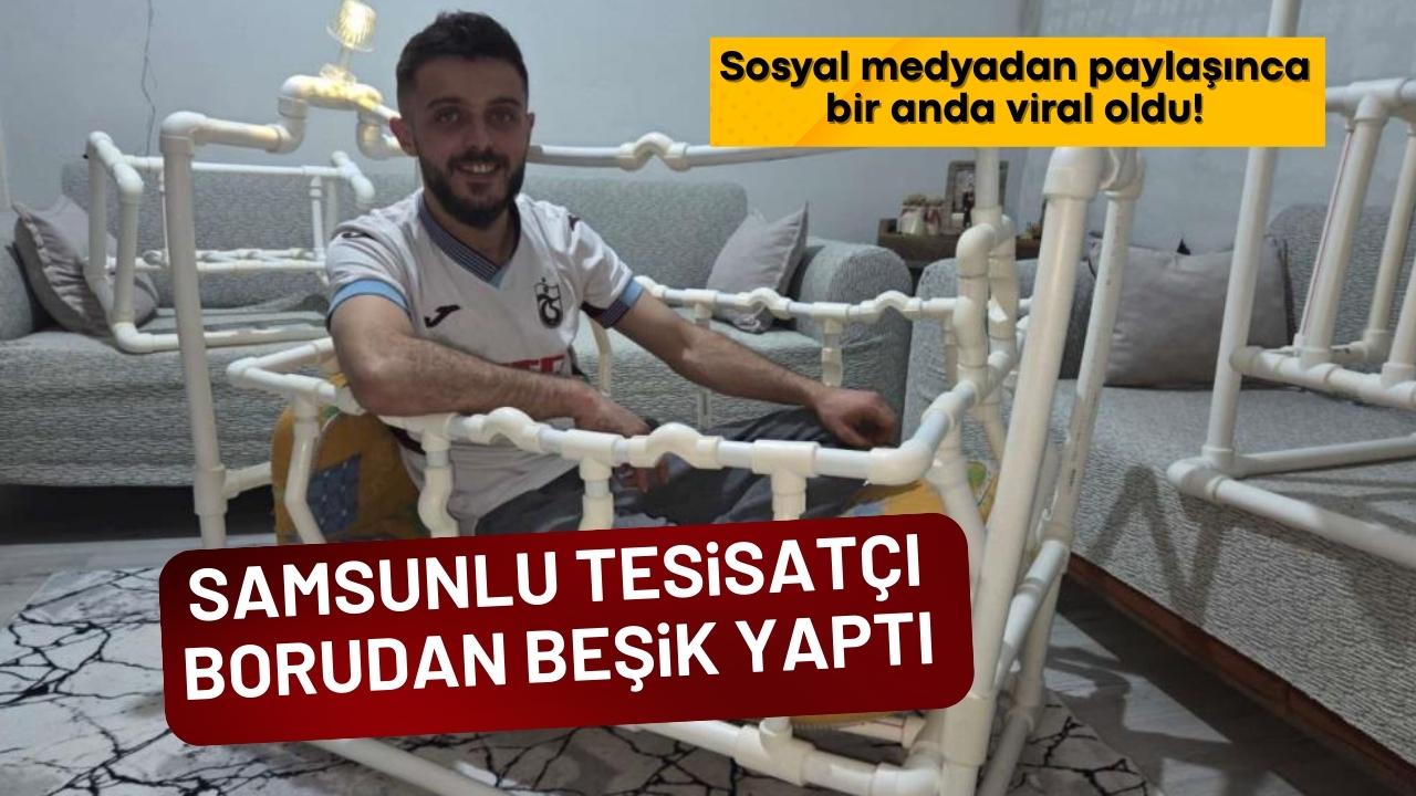 Samsunlu tesisatçıdan borudan beşik: İçine girip test etti viral oldu