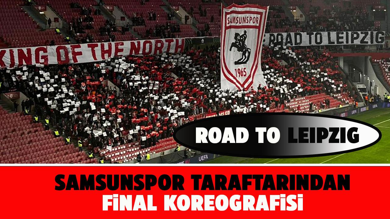 Samsunspor taraftarından Konferans Ligi finali göndermeli koreografi
