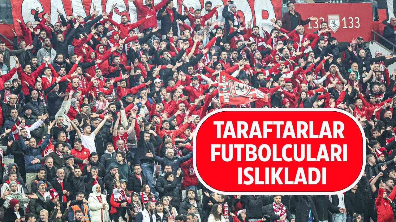 Samsunspor taraftarından Okan Kocuk, Eyüp Aydın ve Soner Gönül'e ıslıklı protesto