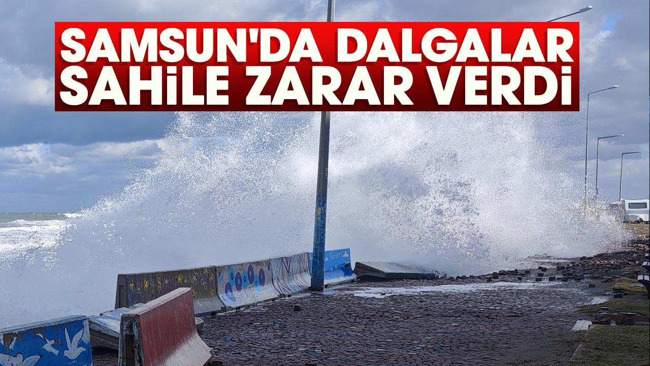 Samsun'da dalgalar sahile zarar verdi