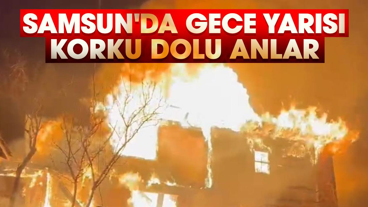 Samsun'da gece yarısı iki ev alevlere teslim oldu
