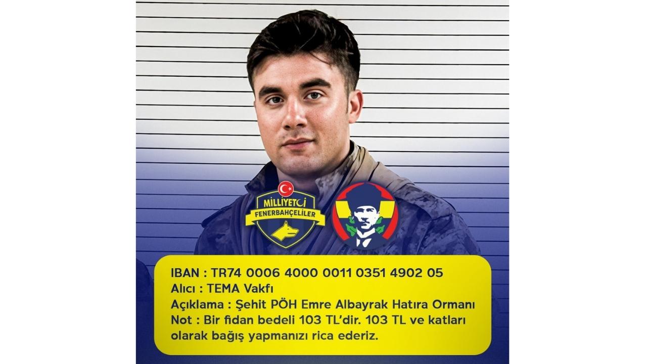 Samsunlu Şehit Emre Albayrak Hatıra Ormanı'na Fenerbahçelilerden destek