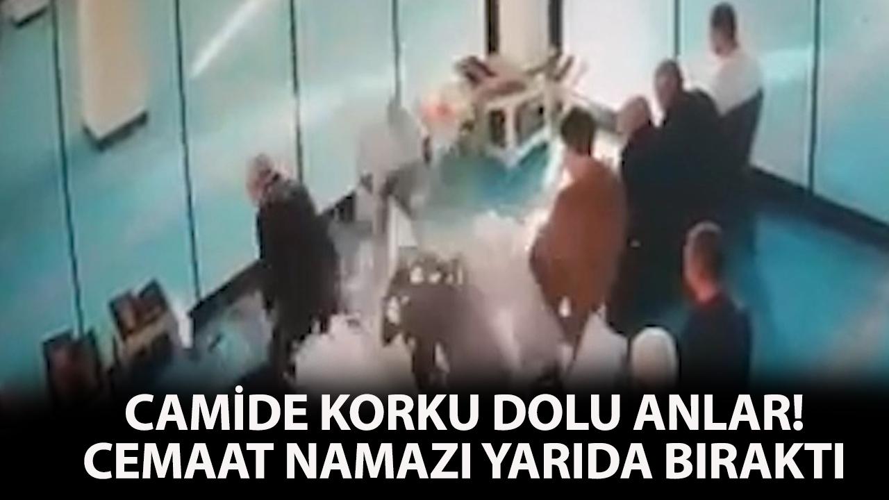 Camide korku dolu anlar! Cemaat namazı yarıda bıraktı