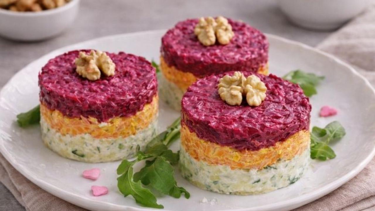 Davet sofralarına yakışan üç katlı salata tarifi