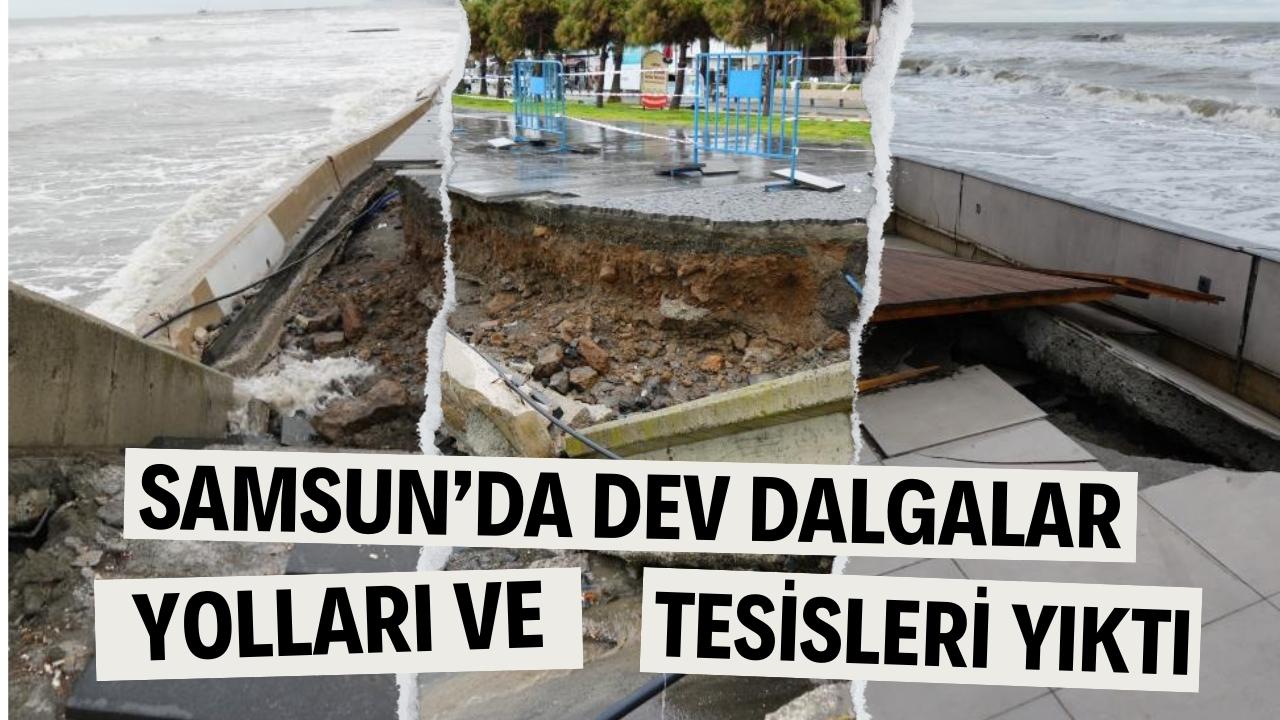 Karadeniz'de dev dalgalar sahili yıktı geçti
