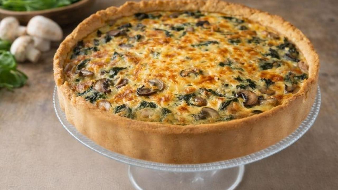 Kremsi dokulu mantarlı ıspanaklı kiş tarifi