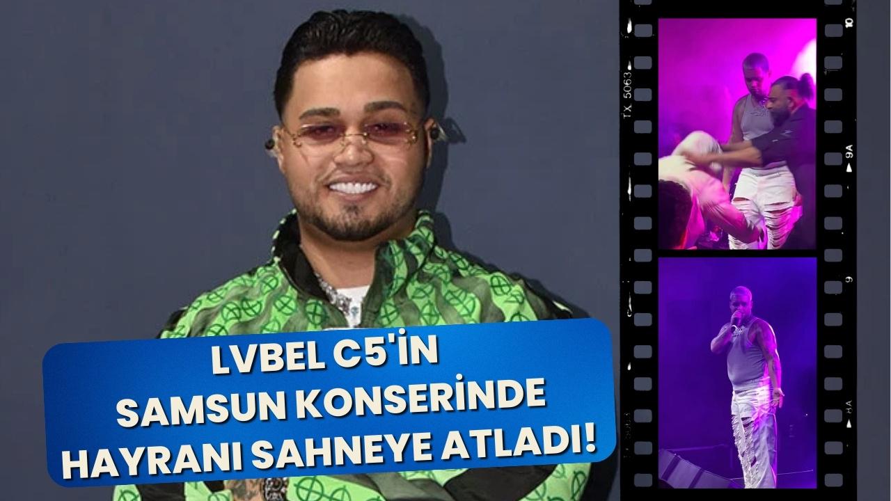 Lvbel C5'in Samsun konserinde bir hayranı sahneye atladı! Yaka paça dışarı çıkarıldı