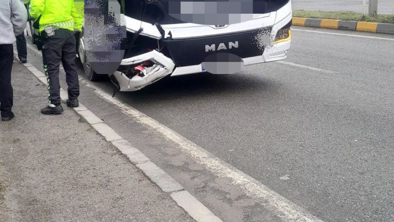 Otobüsle çarpışan motosiklet sürücüsü can verdi