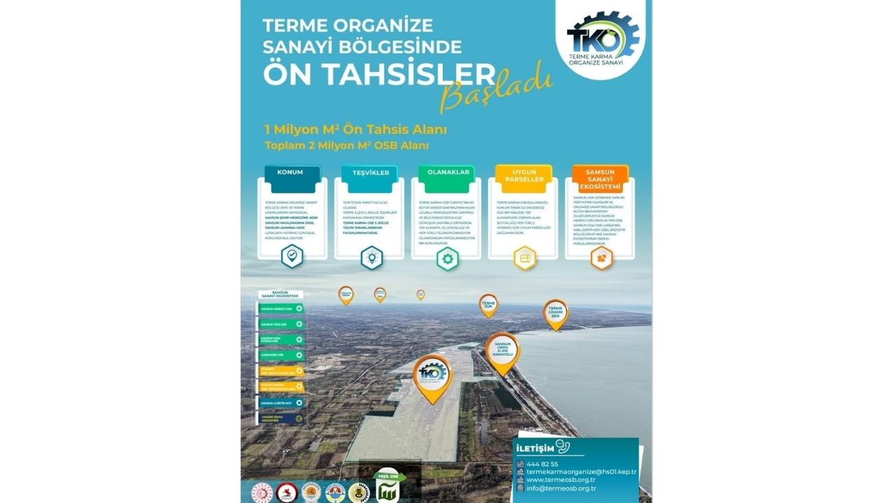 Samsun Terme Karma OSB Şubat ayı ön tahsisleri başladı