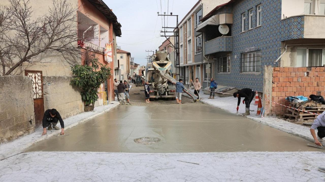 Samsun Vezirköprü'de baskı beton çalışması