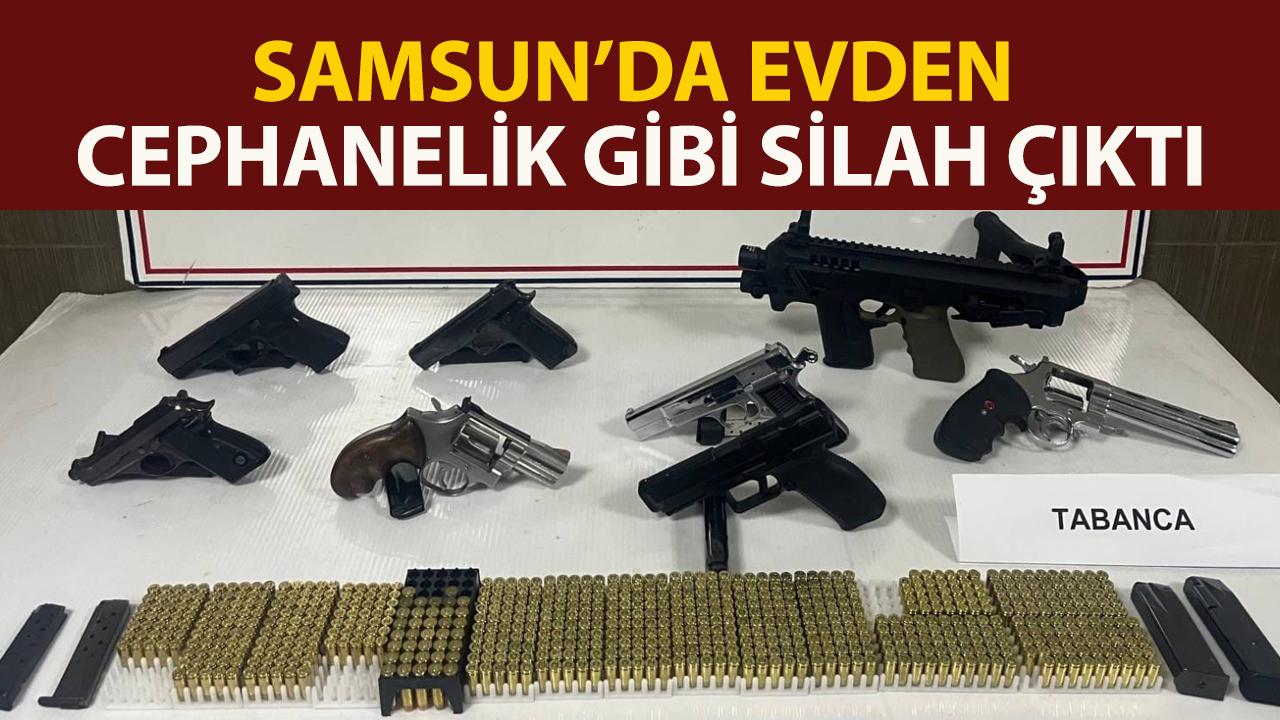 Samsun’da evden cephanelik gibi silah çıktı!