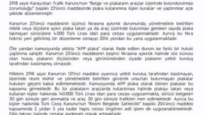 EGM’den APP plaka açıklaması: 140 bin lira ceza uygulanacak