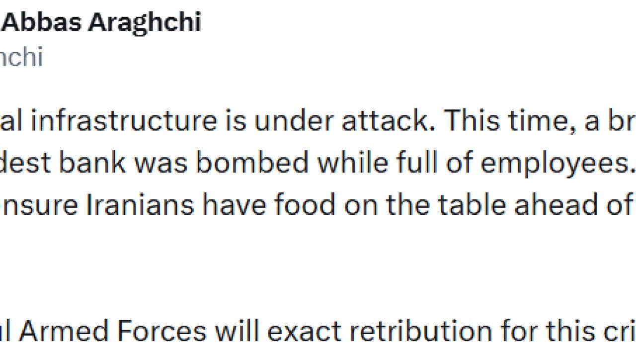 İran Dışişleri Bakanı Arakçi: Çalışanlarla dolu bir banka bombalandı