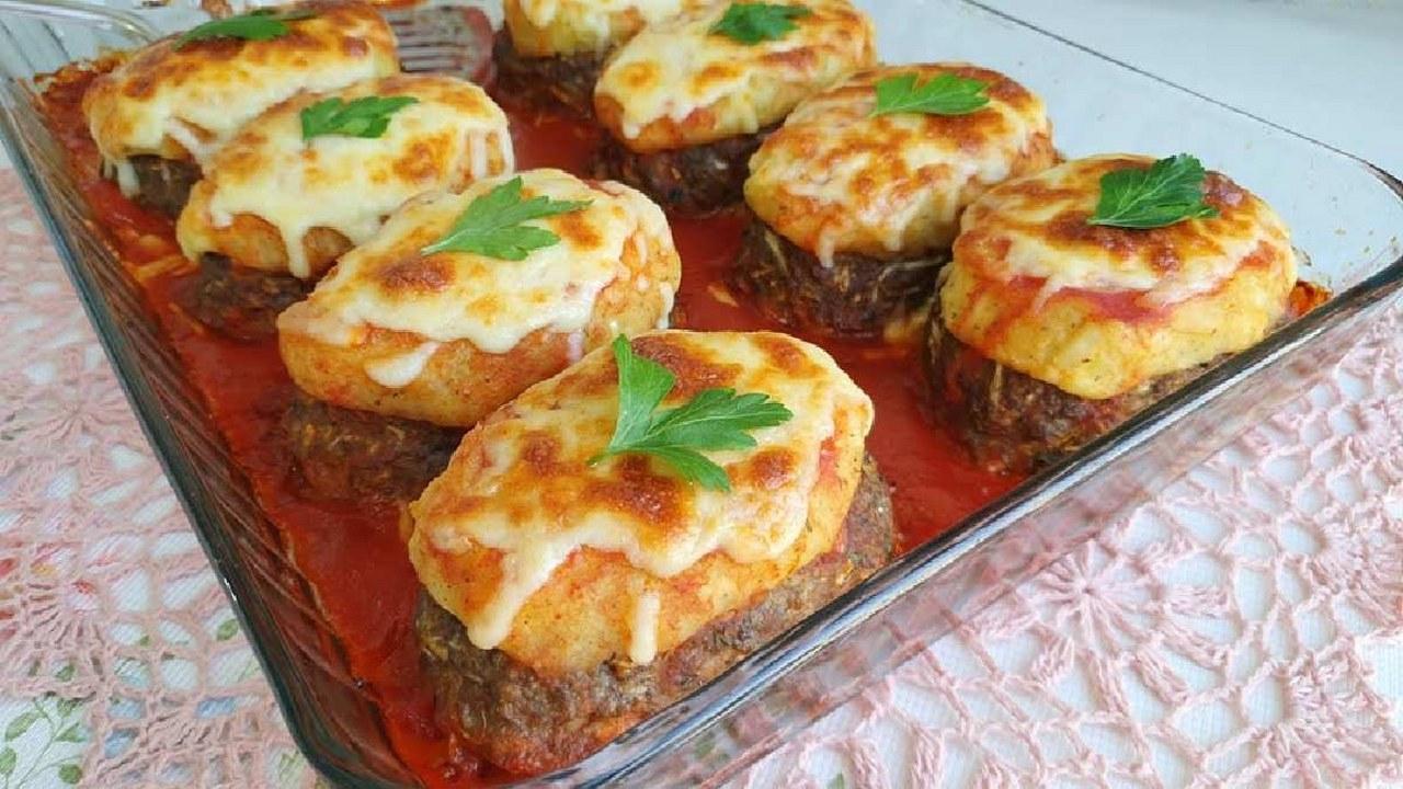 Kaşar peynirli fırında püreli köfte tarifi