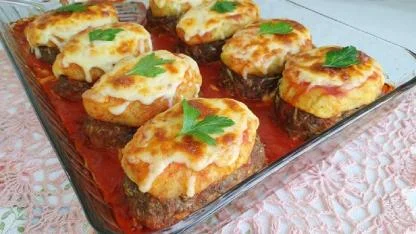 Kaşar peynirli fırında püreli köfte tarifi