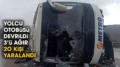 Konya'da yolcu otobüsü devrildi! 20 kişi yaralandı