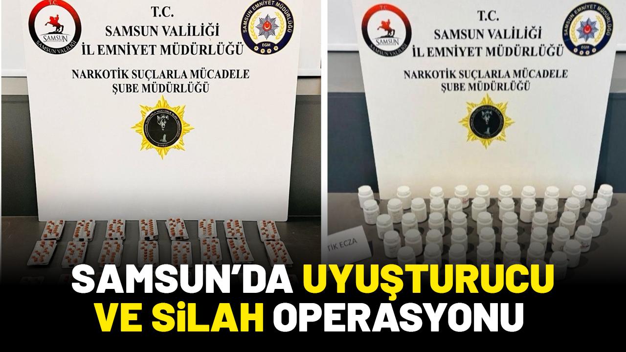 Samsun’da 3 ilçede narkotik operasyonu: Uyuşturucu ve silah ele geçirildi