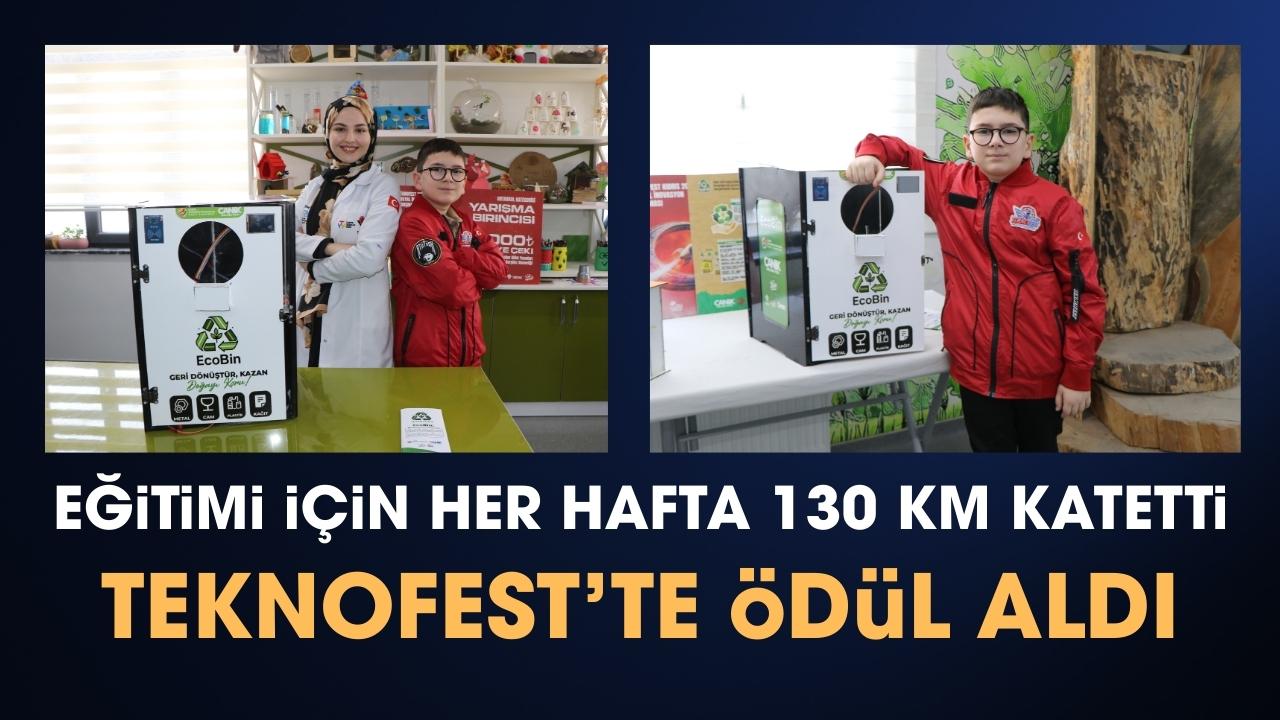Samsun'da eğitimi için her hafta 130 kilometre yol katetti! TEKNOFEST’ten ödülle döndü