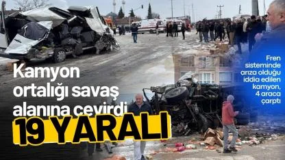 Samsun'da fren sisteminde arıza olduğu iddia edilen kamyon 4 araca çarptı: 19 yaralı