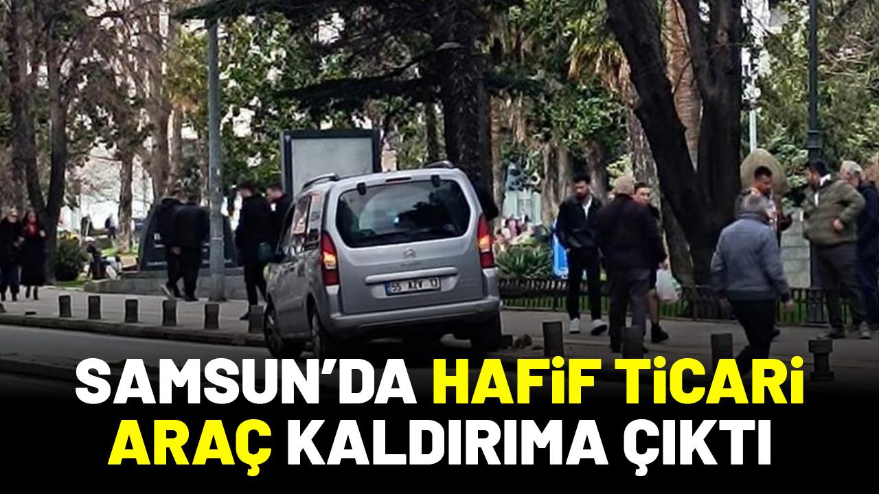 Samsun'da hafif ticari araç kaldırıma çıktı