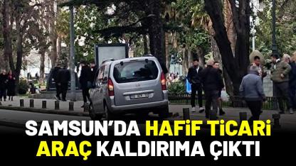 Samsun'da hafif ticari araç kaldırıma çıktı