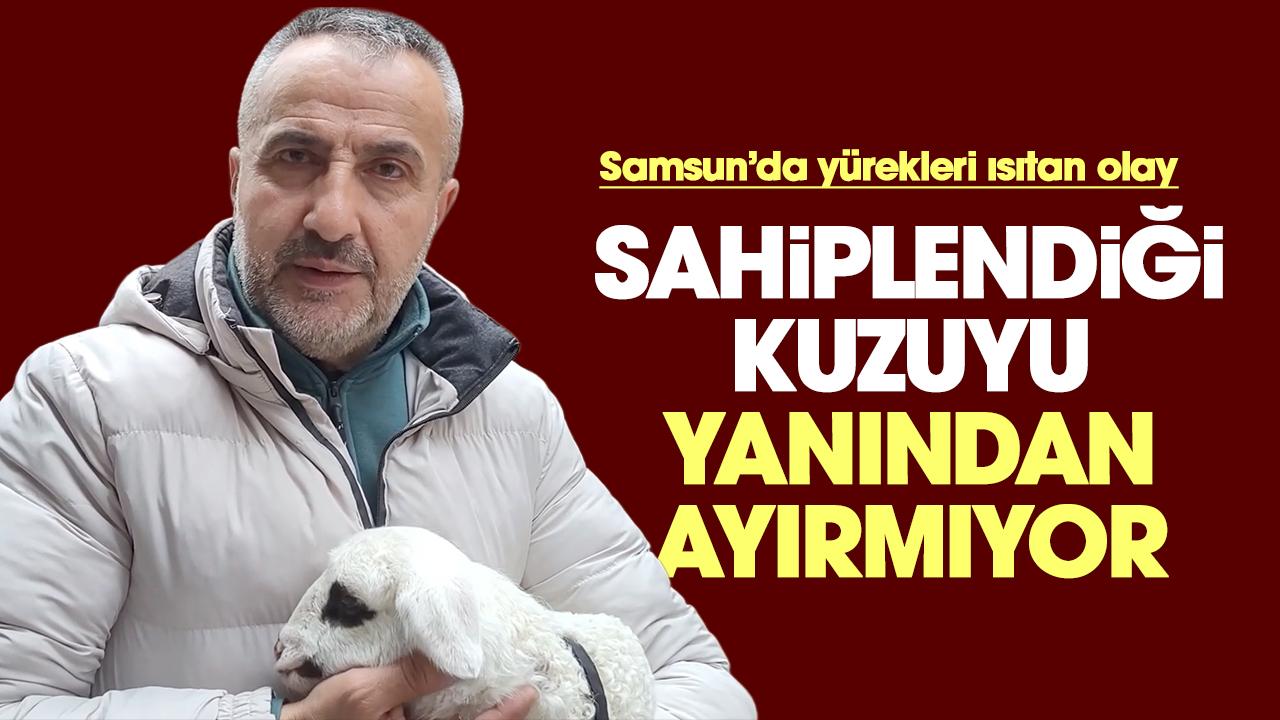 Samsun'da İlkay İsmailoğlu sahiplendiği kuzuyu yanından ayırmıyor