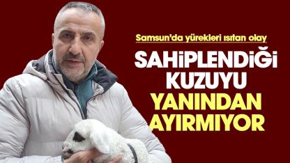 Samsun'da İlkay İsmailoğlu sahiplendiği kuzuyu yanından ayırmıyor