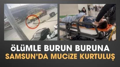 Samsun'da motosikletli Berk Nihat Bahşiş tırın altına girmekten son anda kurtuldu