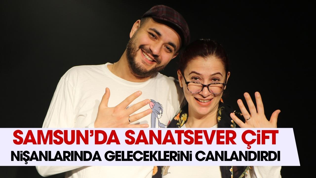 Samsun'da nişanlarında tiyatro gösterisi yapıp 40 yıl sonraki hallerini canlandırdılar