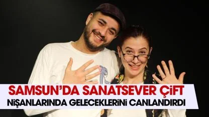 Samsun'da nişanlarında tiyatro gösterisi yapıp 40 yıl sonraki hallerini canlandırdılar