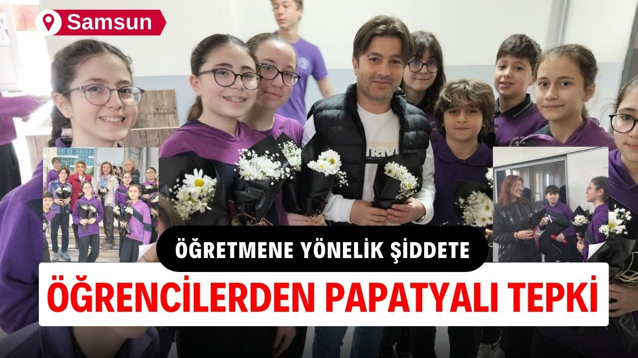 Samsun'da öğrenciler, öğretmene yönelik şiddete seygiyle tepki gösterdi