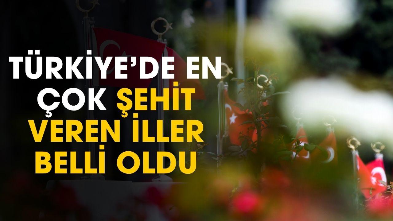 Türkiye'de en çok şehit veren iller açıklandı
