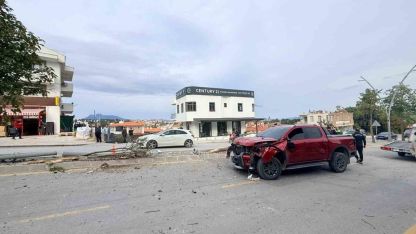 Direksiyon hakimiyetini kaybetti, 2 ağaç ve elektrik direğini yerinden söktü