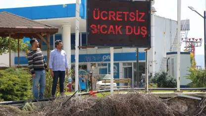 Akaryakıt istasyonundan ücretsiz sıcak duş