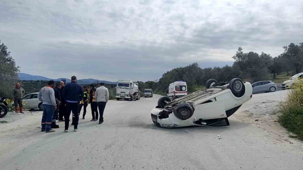 80 yaşındaki sürücü takla atan araçtan sağ çıktı