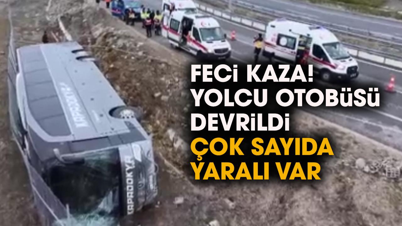 Aksaray'da kaza! Yolcu otobüsü şarampole devrildi!