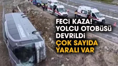 Aksaray'da kaza! Yolcu otobüsü şarampole devrildi!