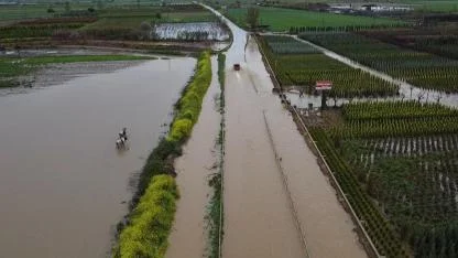İzmir sağanak! Tarım arazileri ve kara yolu sular altında kaldı