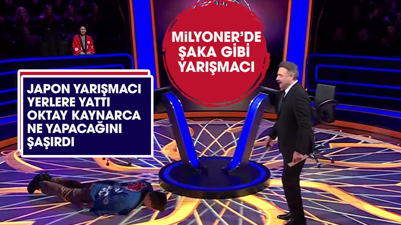 Milyoner yarışmasında Japon yarışmacı yüz üstü yere yattı! Oktay Kaynarca ne yapacağını şaşırdı