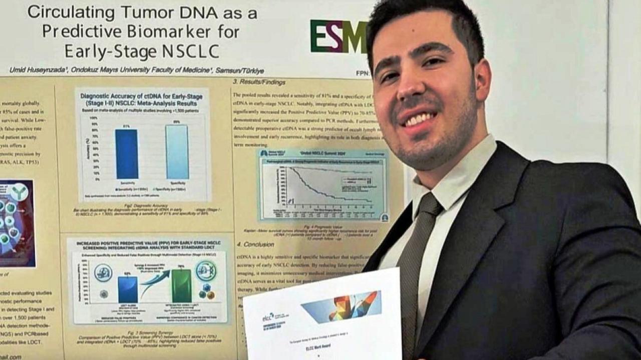 OMÜ tıp öğrencisi Ümid Hüseynzade Avrupa Akciğer Kanseri Kongresi'nde ödül alan tek Türk oldu
