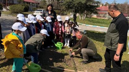 Samsun Vezirköprü’de minik eller fidan dikti
