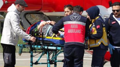 Samsun'da 5 metre yükseklikten düşen kadının imdadına ambulans helikopter yetişti