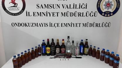Samsun’da alkollü sürücüden mühimmat çıktı